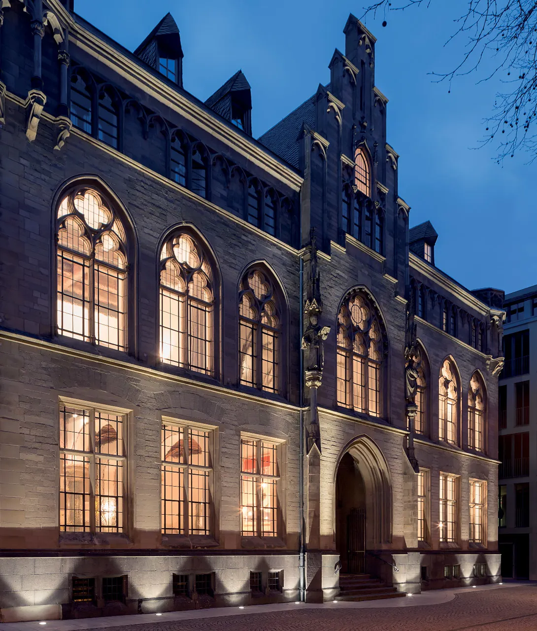 The QVEST Architecture Facade by Night in Cologne